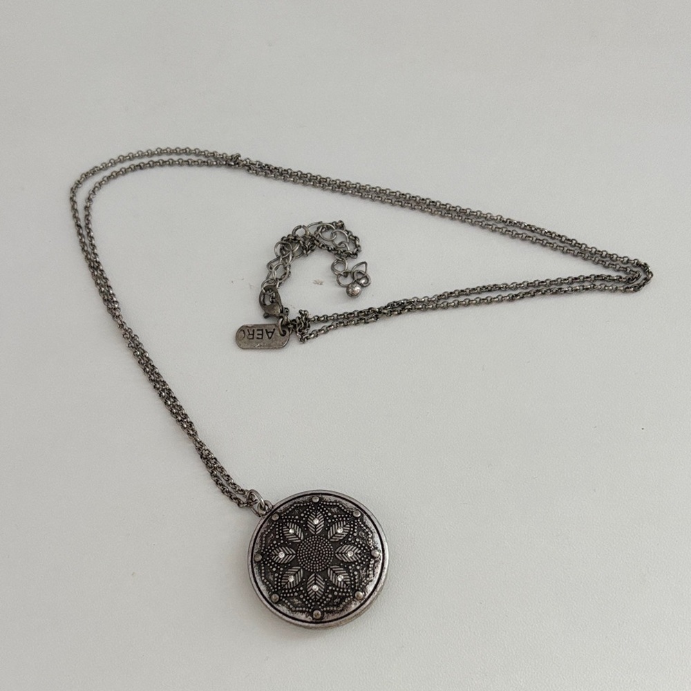 Aeropostale Silver Medallion Necklace
